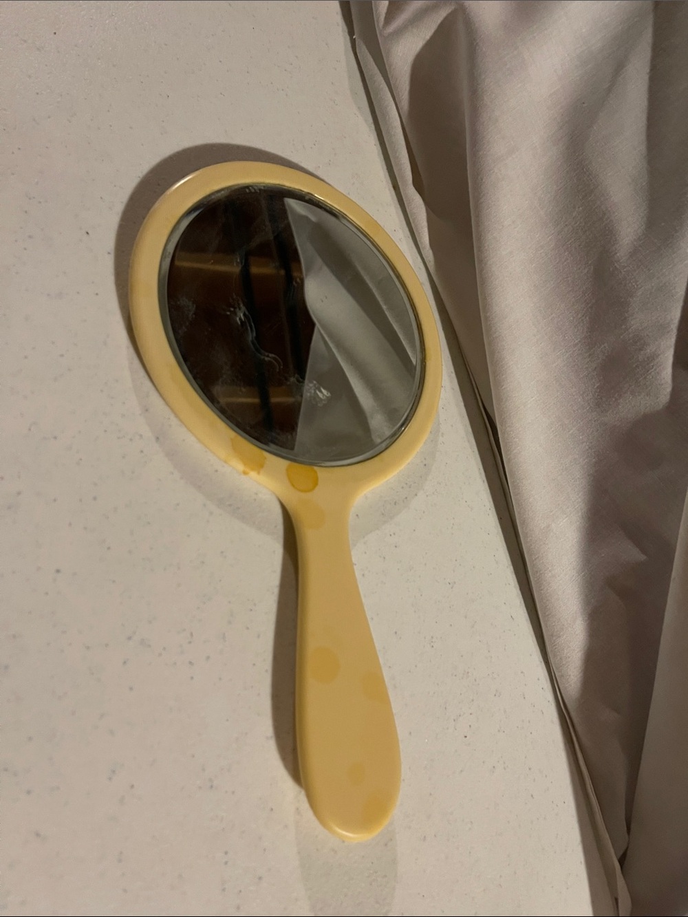 Vintage Yellow Handheld Mirror